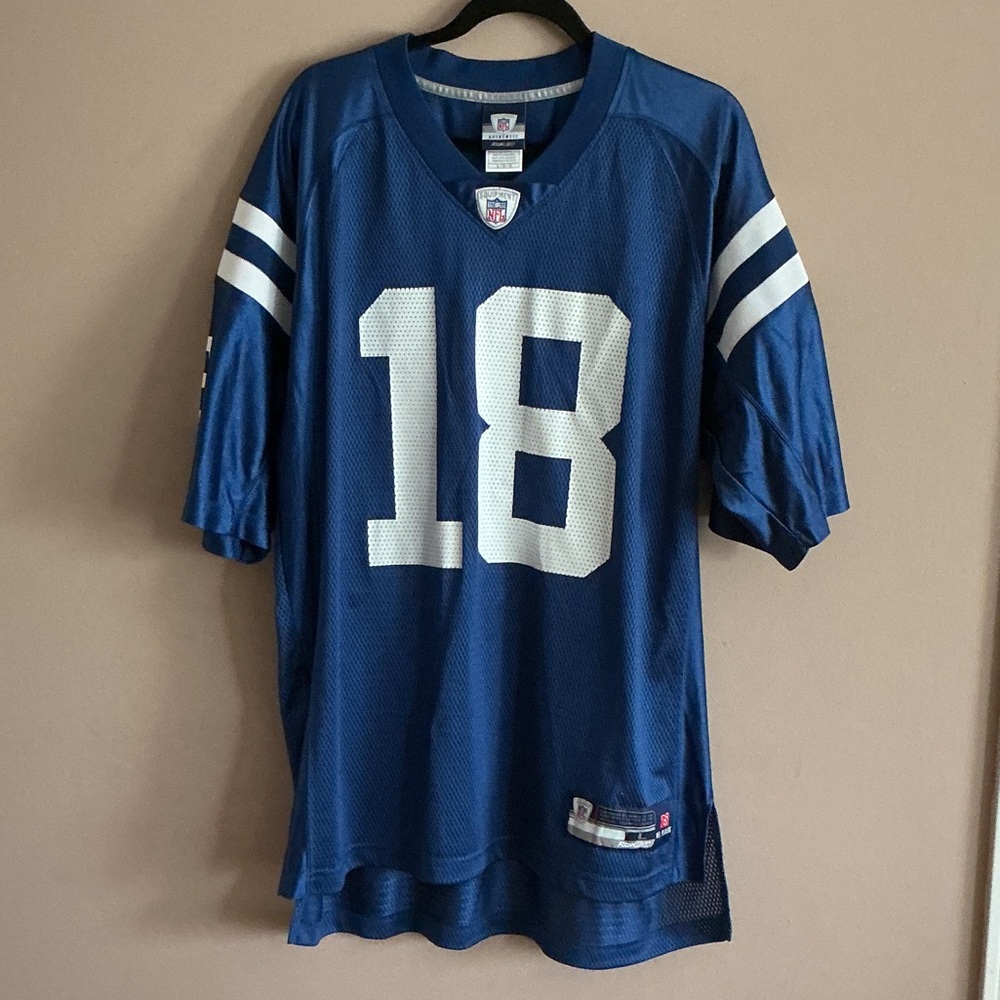 Reebok Blue and White Sports Jersey size L Manning #18